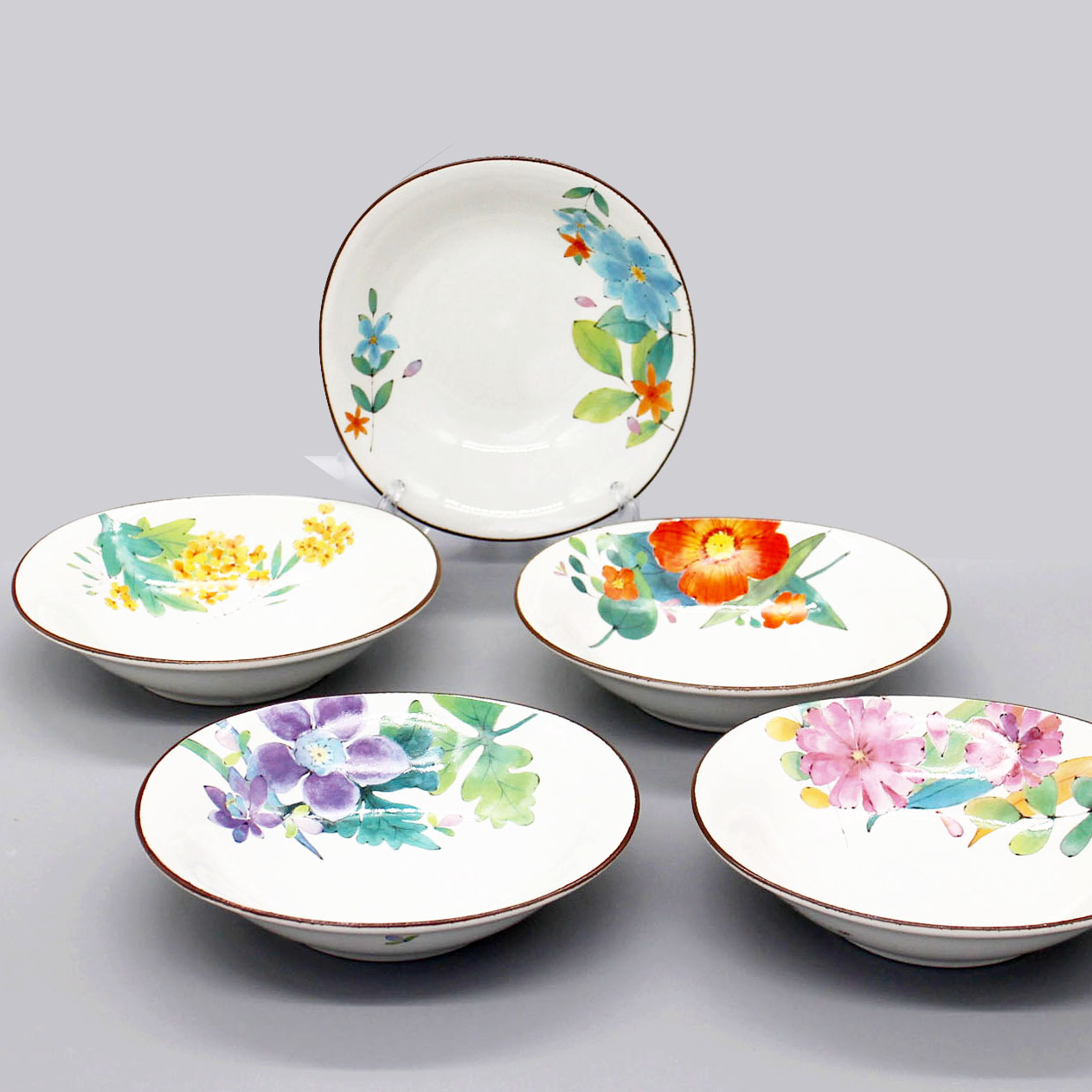 季节花碟子5个装(木盒装)